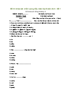 Bộ 4 đề thi chất lượng đầu năm môn Tiếng Anh Lớp 8 (Thí điểm) - Năm học 2023-2024 (Có đáp án)