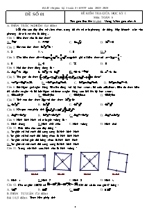 Bộ 5 đề kiểm tra giữa học kỳ I môn Toán 8 (Kết nối tri thức và cuộc sống) - Năm học 2023-2024 (Có đáp án)