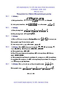 Đề chọn đội dự tuyển thi học sinh giỏi cấp tỉnh môn Toán Lớp 9 - Năm học 2020-2021 - Sở GD&ĐT Thanh Hóa (Có đáp án)