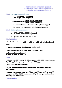 Đề chọn học sinh giỏi huyện vòng 1 môn Toán Lớp 9 - Năm học 2020-2021 - Phòng GD&ĐT Quý Hợp (Có đáp án)