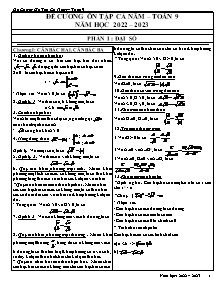 Đề cương ôn tập cả năm môn Toán 9 - Năm học 2022-2023 (Có đáp án)