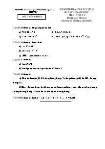Đề kiểm tra chất lượng bán kỳ I môn Toán 6 - Năm học 2013-2014 (Có đáp án)