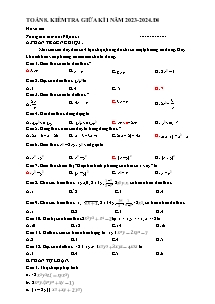 Đề kiểm tra giữa kì 1 môn Toán Lớp 8 - Năm 2023-2024