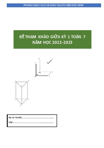 Đề tham khảo giữa kỳ 1 Toán Lớp 7 - Năm học 2022-2023