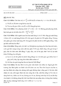 Đề tham khảo thi tuyển sinh vào Lớp 10 THPT môn Toán - Năm học 2023-2024 - Mã đề T06