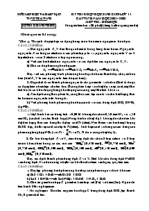 Đề thi chọn học sinh giỏi Lớp 11 cấp tỉnh môn Hóa học - Năm học 2021-2022 - Sở GD&ĐT Trà Vinh (Có đáp án)