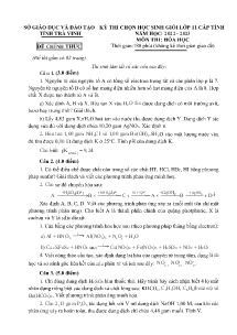 Đề thi chọn học sinh giỏi Lớp 11 cấp tỉnh môn Hóa học - Năm học 2022-2023 - Sở GD&ĐT Trà Vinh (Có đáp án)