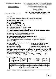 Đề thi chọn học sinh giỏi Lớp 11 và chọn đội tuyển dự thi chọn học sinh giỏi Quốc gia môn Hóa học (Vòng 1) - Năm học 2022-2023 - Sở GD&ĐT Quảng Bình (Có đáp án)