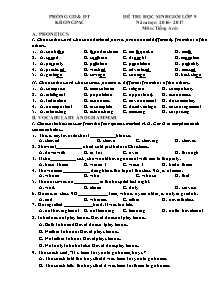 Đề thi học sinh giỏi môn Tiếng Anh Lớp 9 - Năm học 2016-2017 - Phòng GD&ĐT Krông Pắc (Có đáp án)