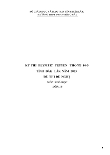 Đề thi Olympic truyền thống 10-3 tỉnh Đắk Lắk năm 2023 môn Hóa học Lớp 10 - Trường THPT Phan Bội Châu (Có đáp án)