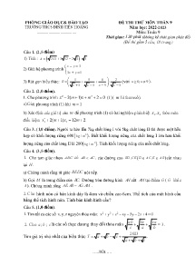Đề thi thử môn Toán 9 - Năm học 2022-2023 - Trường THCS Đinh Tiên Hoàng (Có đáp án)