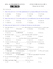 Đề thi thử tuyển sinh vào lớp 10 THPT môn Tiếng Anh - Sở GD&ĐT Hồ Chí Minh (Có đáp án)