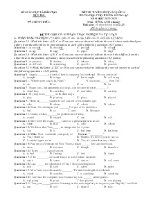 Đề thi tuyển sinh vào lớp 10 THPT công lập môn Tiếng Anh (chung) - Năm học 2022-2023 - Sở GD&ĐT Bến Tre