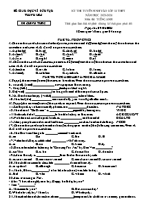 Đề thi tuyển sinh vào lớp 10 THPT môn Tiếng Anh - Năm học 2023-2024 - Sở GD&ĐT Thanh Hóa (Có đáp án)