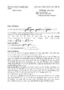Đề thi tuyển sinh vào lớp 10 THPT môn Toán (Chuyên) - Năm học 2023-2024 - Sở GD&ĐT Bắc Giang