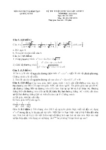 Đề thi tuyển sinh vào lớp 10 THPT môn Toán (Chuyên) - Năm học 2023-2024 - Sở GD&ĐT Quảng Ninh