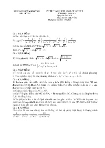 Đề thi tuyển sinh vào lớp 10 THPT môn Toán (Chuyên) - Năm học 2023-2024 - Sở GD&ĐT Hải Dương