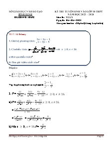 Đề thi tuyển sinh vào Lớp 10 THPT môn Toán - Năm học 2023-2024 - Nguyễn Phương Tú (Có đáp án)