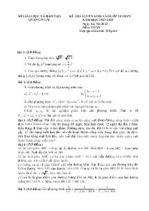 Đề thi tuyển sinh vào lớp 10 THPT vòng 1 môn Toán (Chuyên) - Năm học 2023-2024 - Sở GD&ĐT Quảng Ngãi