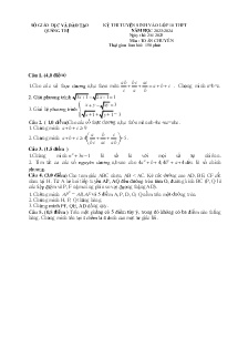 Đề thi tuyển sinh vào lớp 10 THPT vòng 2 môn Toán (Chuyên) - Năm học 2023-2024 - Sở GD&ĐT Quảng Trị