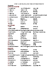Ôn tập Tiếng Anh Lớp 10 (Global Success) - Unit 2: Humans and the environment