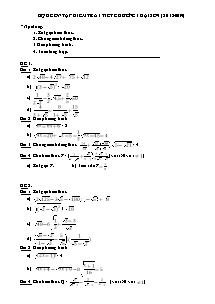 Bộ đề ôn tập kiểm tra 1 tiết Đại số 9 - Chương I - Năm học 2018-2019