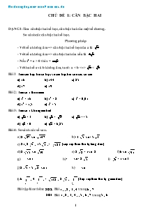Bồi dưỡng dạy thêm Toán Lớp 9 - Chủ đề 1: Căn bậc hai