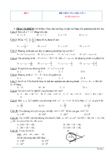 Đề kiểm tra học kỳ 2 môn Toán 9 - Đề 3 (Có đáp án)