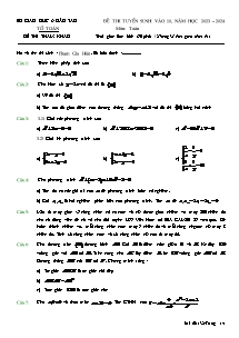 Đề thi tham khảo tuyển sinh vào 10 môn Toán - Năm học 2023-2024