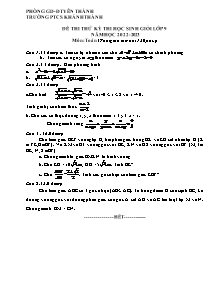 Đề thi thử kỳ thi học sinh giỏi môn Toán Lớp 9 - Năm học 2023-2024 - Trường PTCS Khánh Thành (Có đáp án)