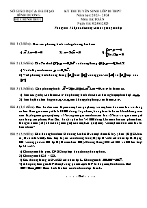 Đề thi tuyển sinh vào lớp 10 THPT môn Toán - Năm học 2023-2024 - Sở GD&ĐT Bình Dương (Có đáp án)