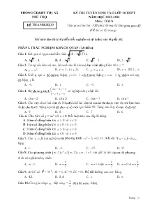 Đề thi tuyển sinh vào Lớp 10 THPT môn Toán - Năm học 2023-2024 - Phòng GD&ĐT Thị xã Phú Thọ (Có đáp án)