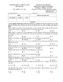 Bài kiểm tra định kỳ Chương 2: Tổ hợp - Xác suất môn Toán Lớp 11 - Mã 123 - Trường PTDT NT THCS & THPT Bắc Quang