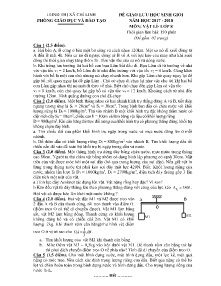 Đề giao lưu học sinh giỏi năm học 2017-2018 môn Vật Lí Lớp 8 - Phòng GD&ĐT Thị Xã Chí Linh (Có lời giải)