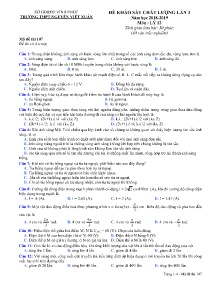 Đề khảo sát chất lượng Chuyên đề lần 3 môn Vật Lý Lớp 12 - Mã đề 107 - Trường THPT Nguyễn Viết Xuân
