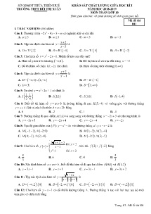 Đề khảo sát chất lượng giữa học kì I năm học 2018-2019 môn Toán Lớp 10 - Mã đề 001 - Trường THPT Bùi Thị Xuân (Có đáp án)