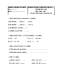 Đề khảo sát chất lượng giữa học kì II năm học 2018-2019 môn Toán Lớp 1 - Trường Tiểu học Tân Thịnh