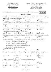 Đề khảo sát chất lượng học kỳ I năm học 2018-2019 môn Toán Lớp 10 - Mã đề 149 - Trường THPT Chuyên Lê Hồng Phong (Có đáp án)