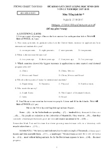 Đề khảo sát chất lượng học sinh giỏi vòng 1 năm học 2017-2018 môn Tiếng Anh Lớp 9 - Phòng GD&ĐT Tam Đảo (Có đáp án)