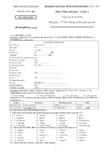 Đề khảo sát chất lượng học sinh giỏi vòng 2 năm học 2017-2018 môn Tiếng Anh Lớp 9 - Phòng GD&ĐT Tam Đảo (Có đáp án)