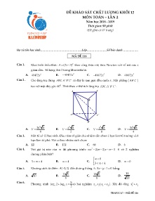 Đề khảo sát chất lượng Khối 12 môn Toán lần 2 năm học 2019-2019 - Trường THCS và THPT M.V.Lômônôxốp (Có đáp án)