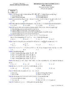 Đề khảo sát chất lượng Lần 1 môn Toán Lớp 10 - Mã đề 102 - Trường THPT Nguyễn Viết Xuân (Có đáp án)
