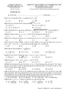 Đề khảo sát chất lượng lần 2 năm học 2018-2019 môn Toán Lớp 11 - Mã đề 501 - Trường THPT Yên Lạc (Có đáp án)