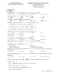 Đề khảo sát chất lượng lần 3 môn Toán Lớp 10 - Mã đề 308 - Trường THPT Nguyễn Viết Xuân
