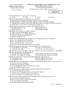 Đề khảo sát chất lượng Lần 3 năm học 2018-2019 môn Địa Lí Lớp 12 - Mã đề 307 - Trường THPT Yên Lạc