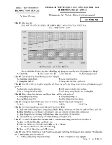 Đề khảo sát chất lượng lần 3 năm học 2018 - 2019 môn Địa Lí Lớp 12 - Mã đề 311 - Trường THPT Yên Lạc