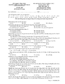 Đề khảo sát chất lượng lần 3 năm học 2018-2019 môn Hóa Học Lớp 12 - Mã đề 208 - Trường THPT Nguyễn Viết Xuân