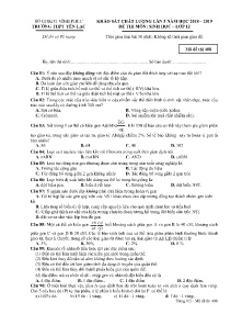 Đề khảo sát chất lượng lần 3 năm học 2018-2019 môn Sinh Học Lớp 12 - Mã đề 408 - Trường THPT Yên Lạc