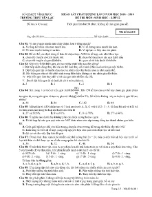 Đề khảo sát chất lượng lần 3 năm học 2018-2019 môn Sinh Học Lớp 12 - Mã đề 411 - Trường THPT Yên Lạc