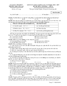 Đề khảo sát chất lượng lần 3 năm học 2018-2019 môn Sinh Học Lớp 12 - Mã đề 406 - Trường THPT Yên Lạc